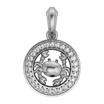 Cancer Charm in Silver with 27 Diamonds